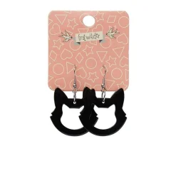 Erstwilder Cat Head Solid Resin Drop Earrings - Black^ Essential Earrings