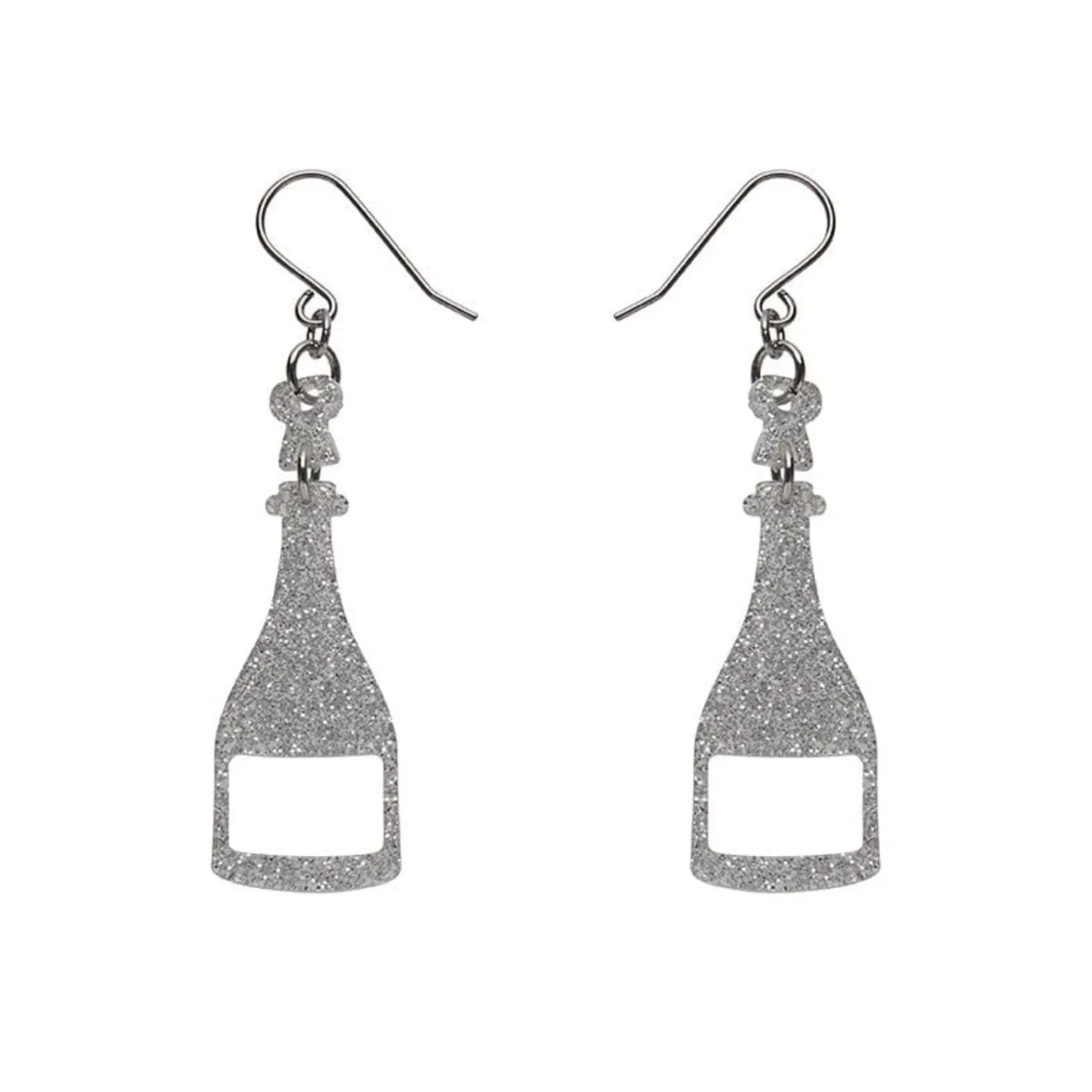 Erstwilder Champagne Glitter Drop Earrings - Silver^ Essential Earrings