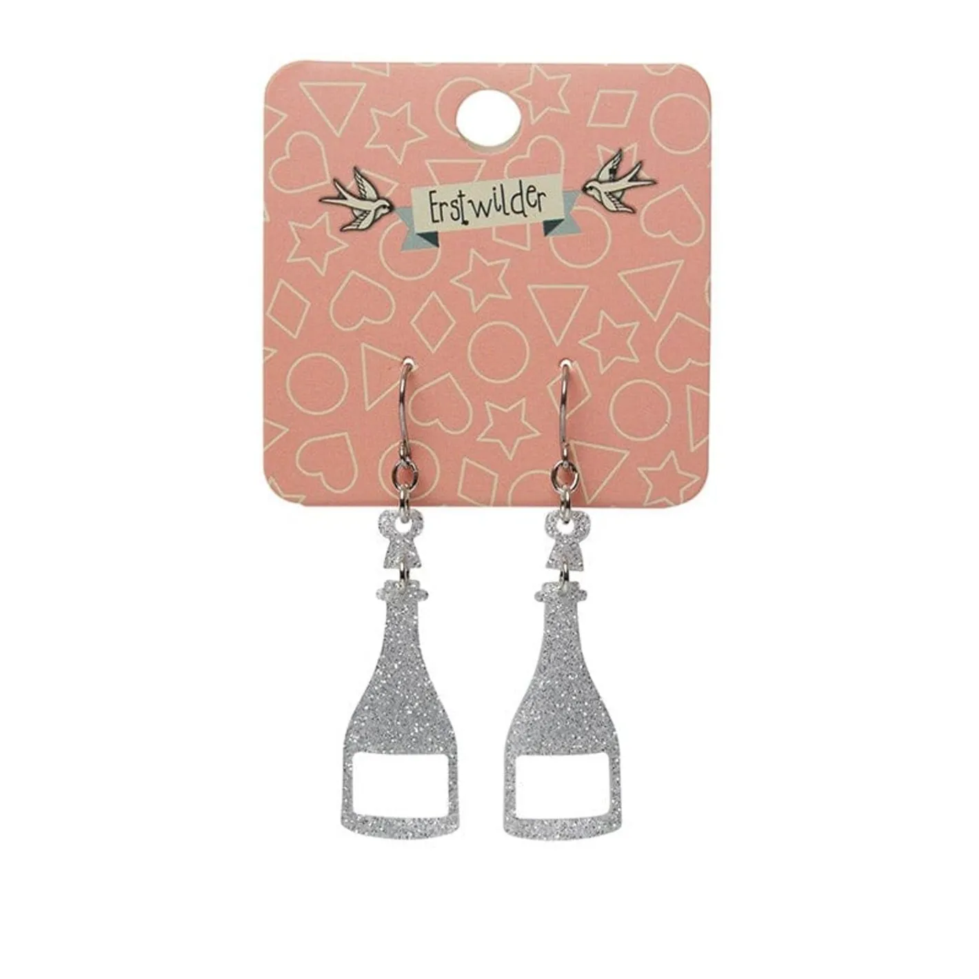 Erstwilder Champagne Glitter Drop Earrings - Silver^ Essential Earrings