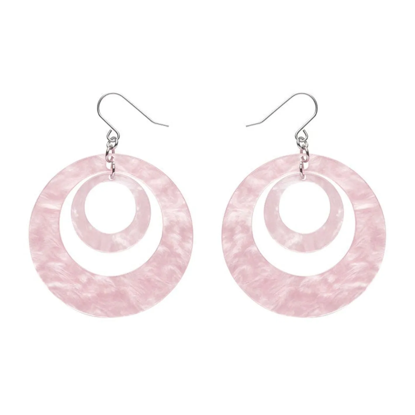 Erstwilder Double Hoop Ripple Drop Earrings - Pink^ Essential Earrings