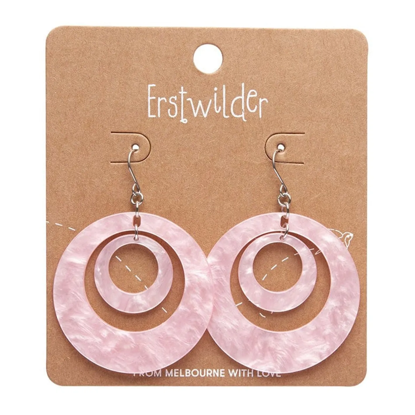 Erstwilder Double Hoop Ripple Drop Earrings - Pink^ Essential Earrings