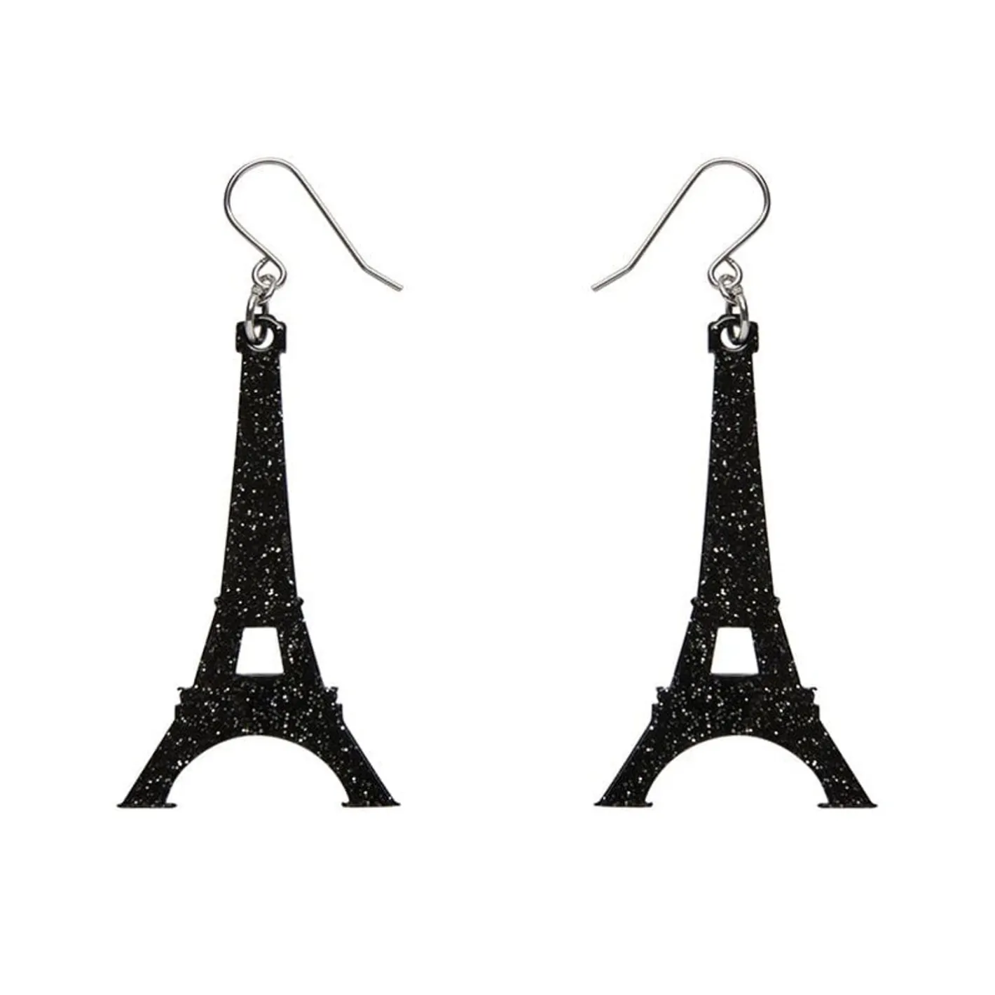 Erstwilder Eiffel Tower Glitter Resin Drop Earrings - Black^ Essential Earrings