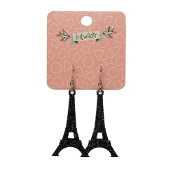 Erstwilder Eiffel Tower Glitter Resin Drop Earrings - Black^ Essential Earrings