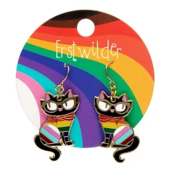 Erstwilder Elissa The Rainbow Cat Enamel Drop Earrings^ Enamel Earrings