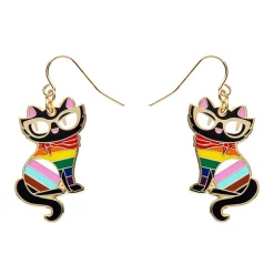 Erstwilder Elissa The Rainbow Cat Enamel Drop Earrings^ Enamel Earrings