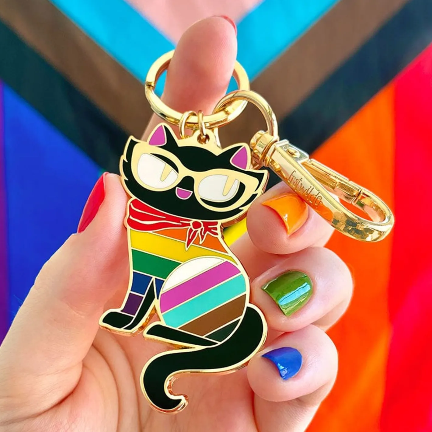 Erstwilder Elissa The Rainbow Cat Enamel Key Ring^ Enamel Key Rings