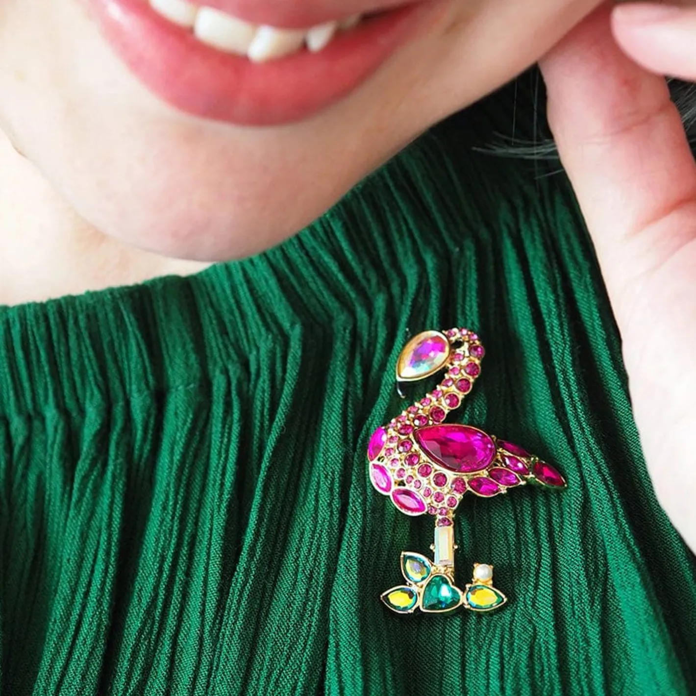Erstwilder Flamboyant Flamingo Funk Stone Set Crystal Brooch^ Brooches