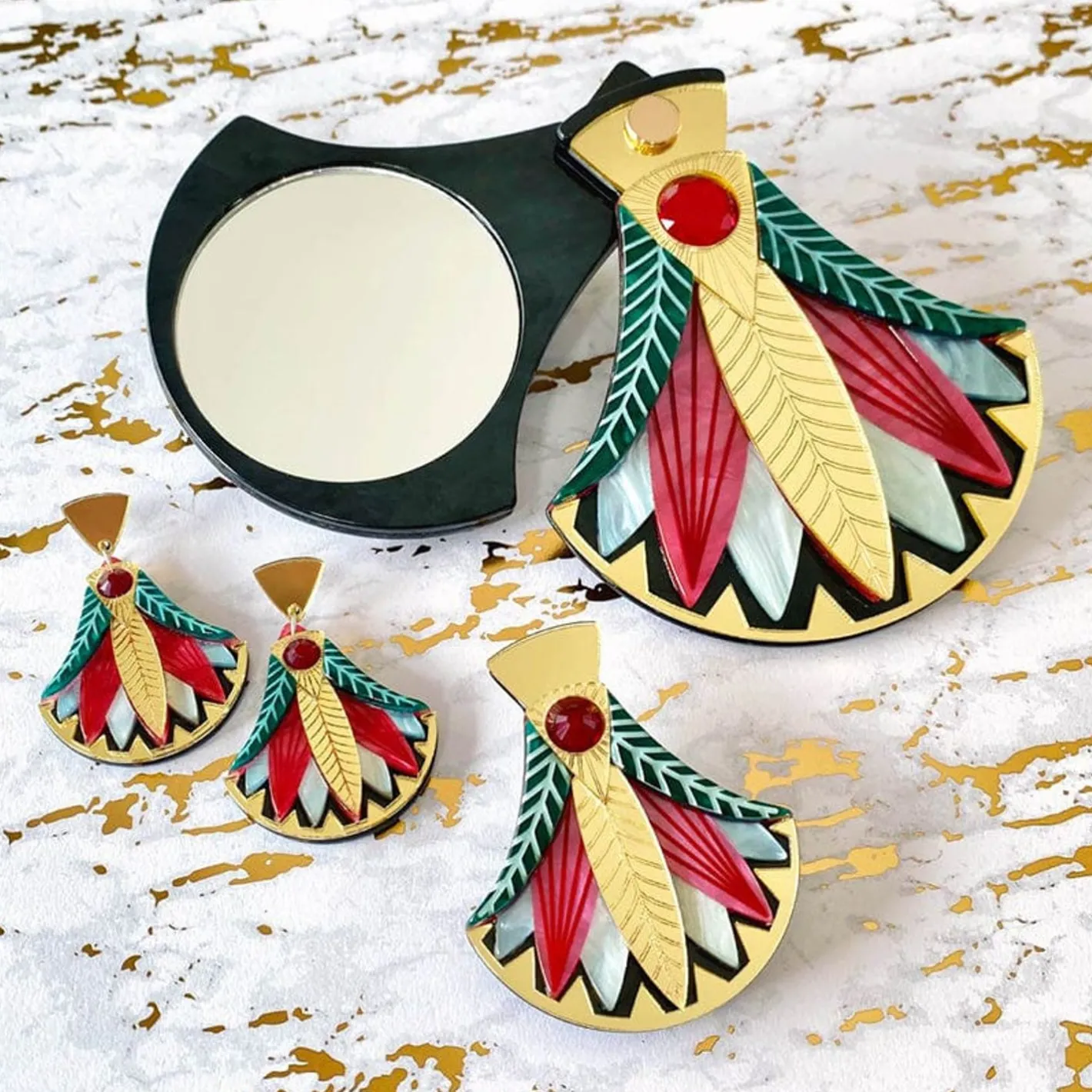 Erstwilder Gift Of The Nile Papyrus Mirror Compact^ Mirror Compacts