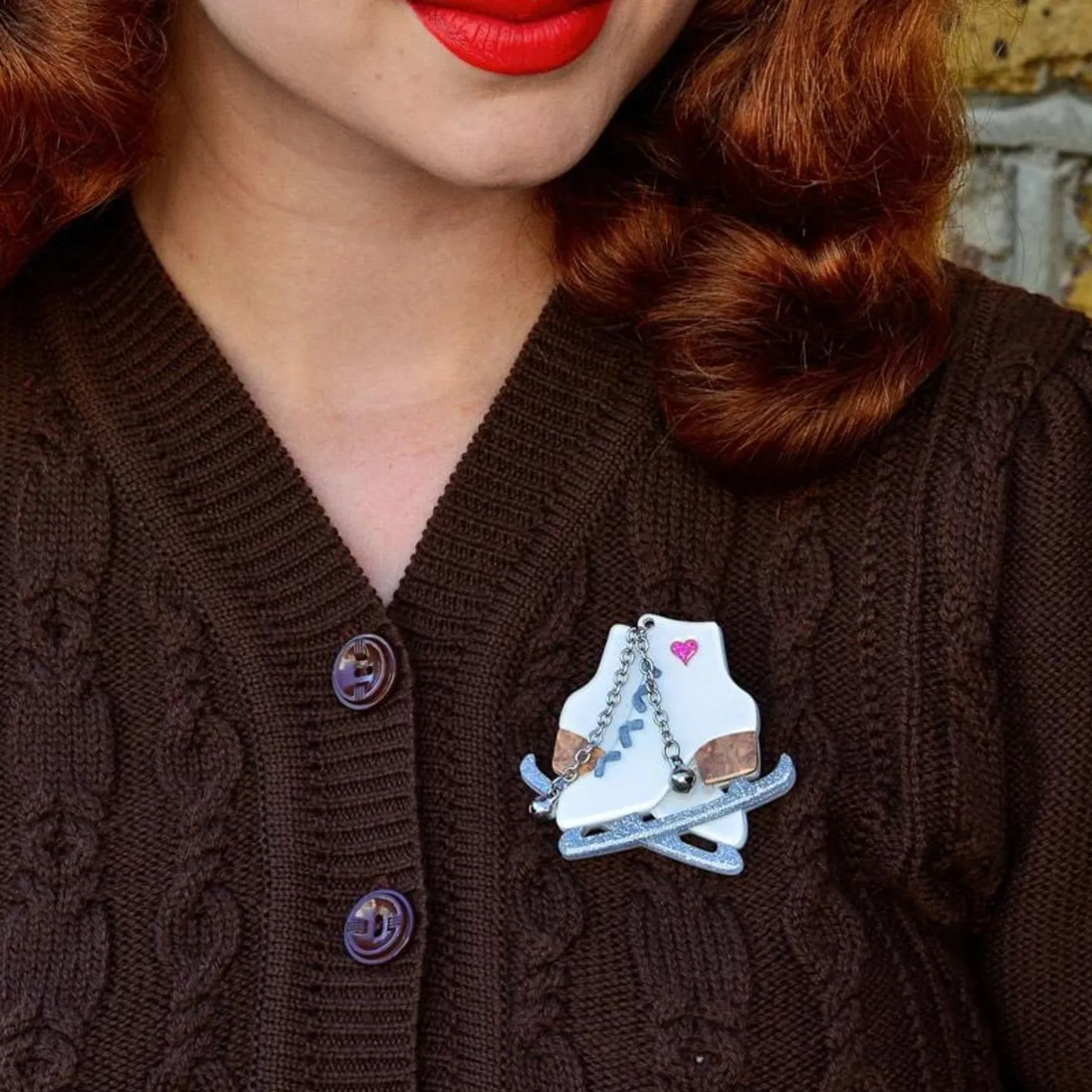 Erstwilder Glitter And Glide Skates Brooch^ Brooches