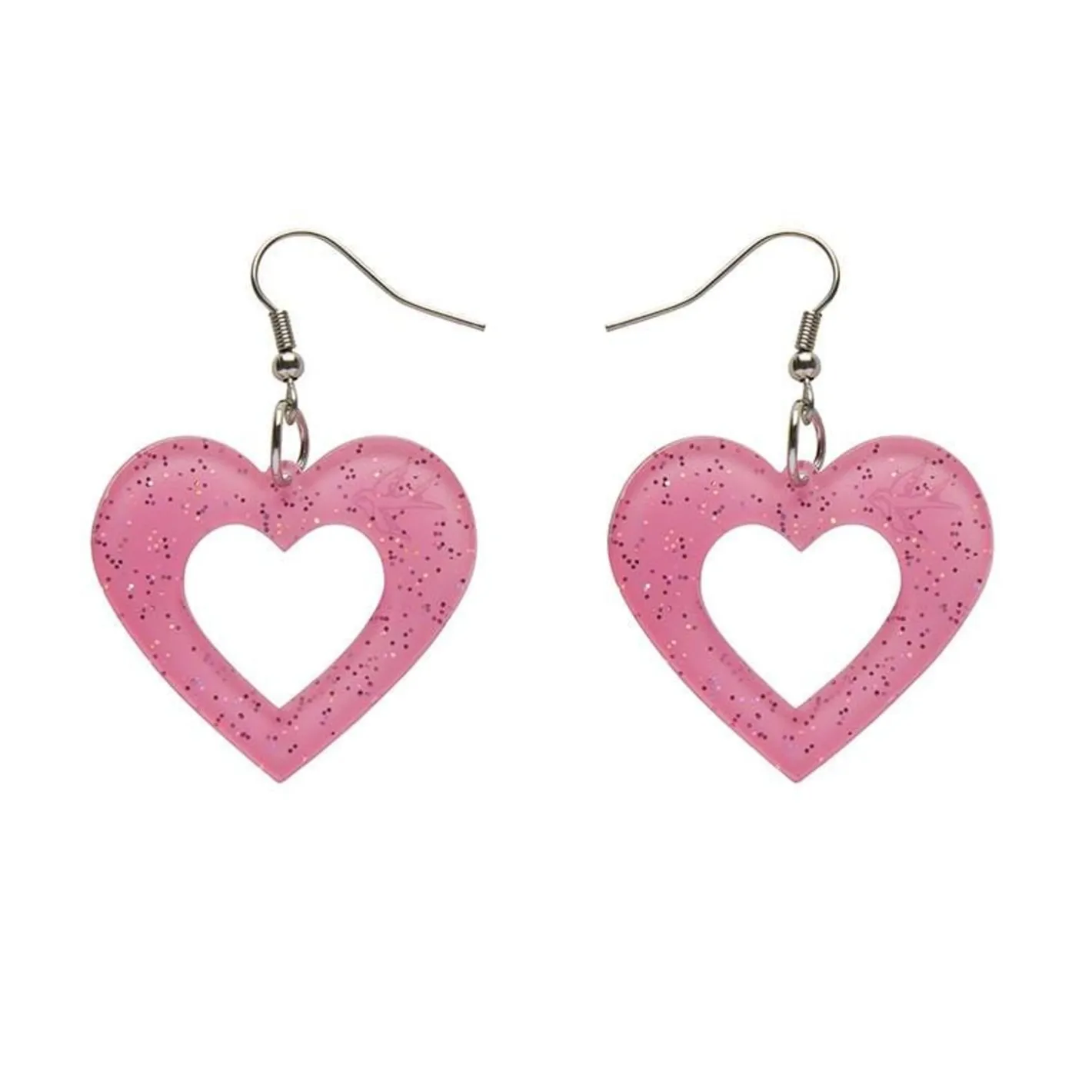Erstwilder Heart Glitter Resin Drop Earrings - Pink^ Essential Earrings