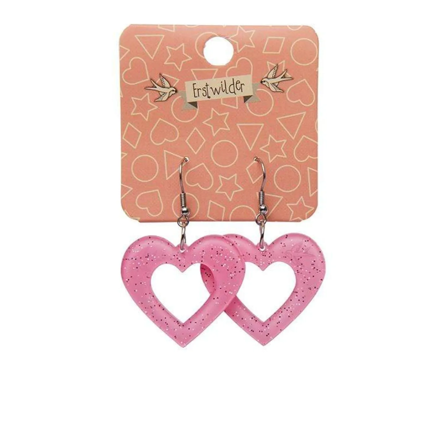 Erstwilder Heart Glitter Resin Drop Earrings - Pink^ Essential Earrings