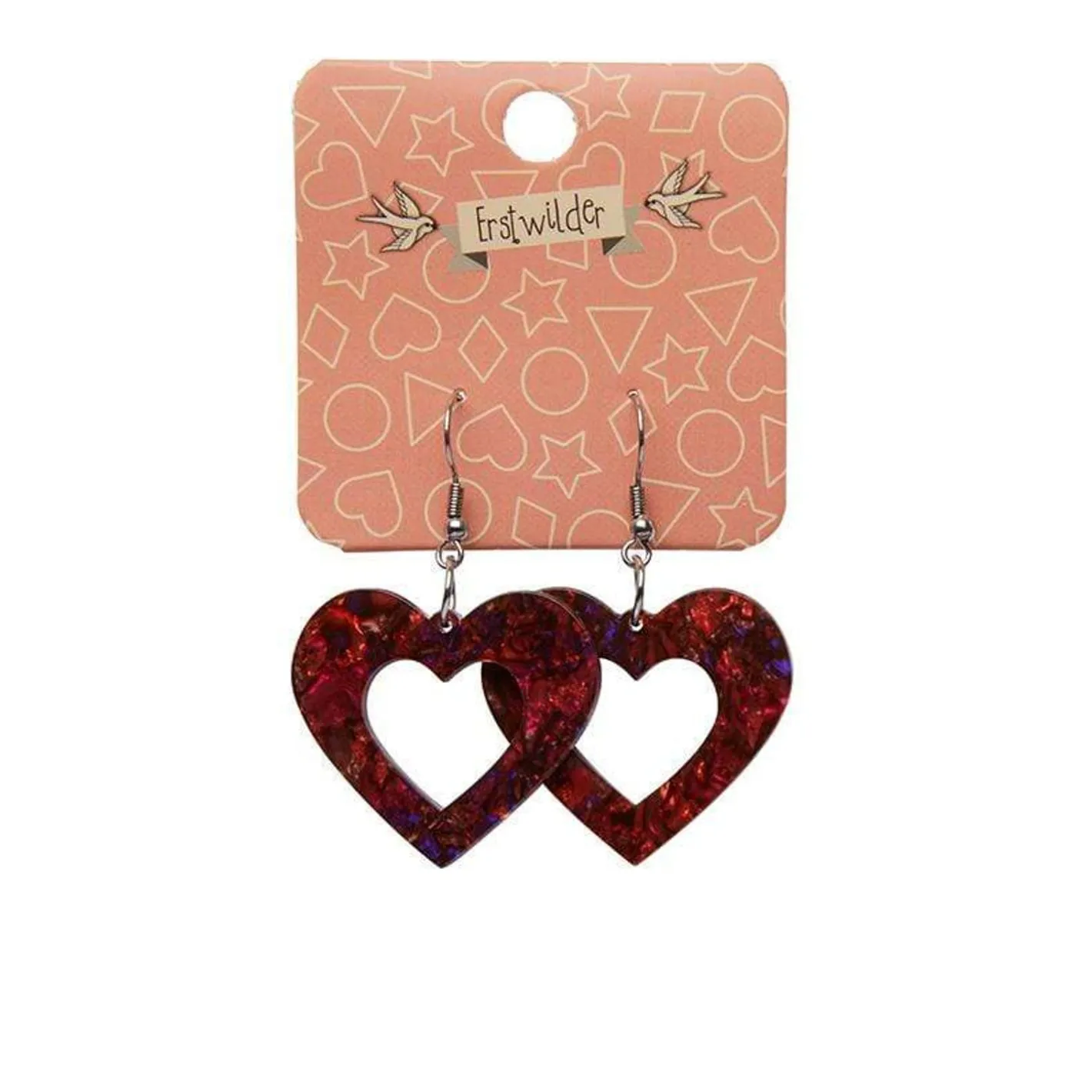 Erstwilder Heart Lava Resin Drop Earrings - Red^ Essential Earrings