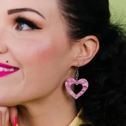 Erstwilder Heart Ripple Resin Drop Earrings - Mauve^ Essential Earrings