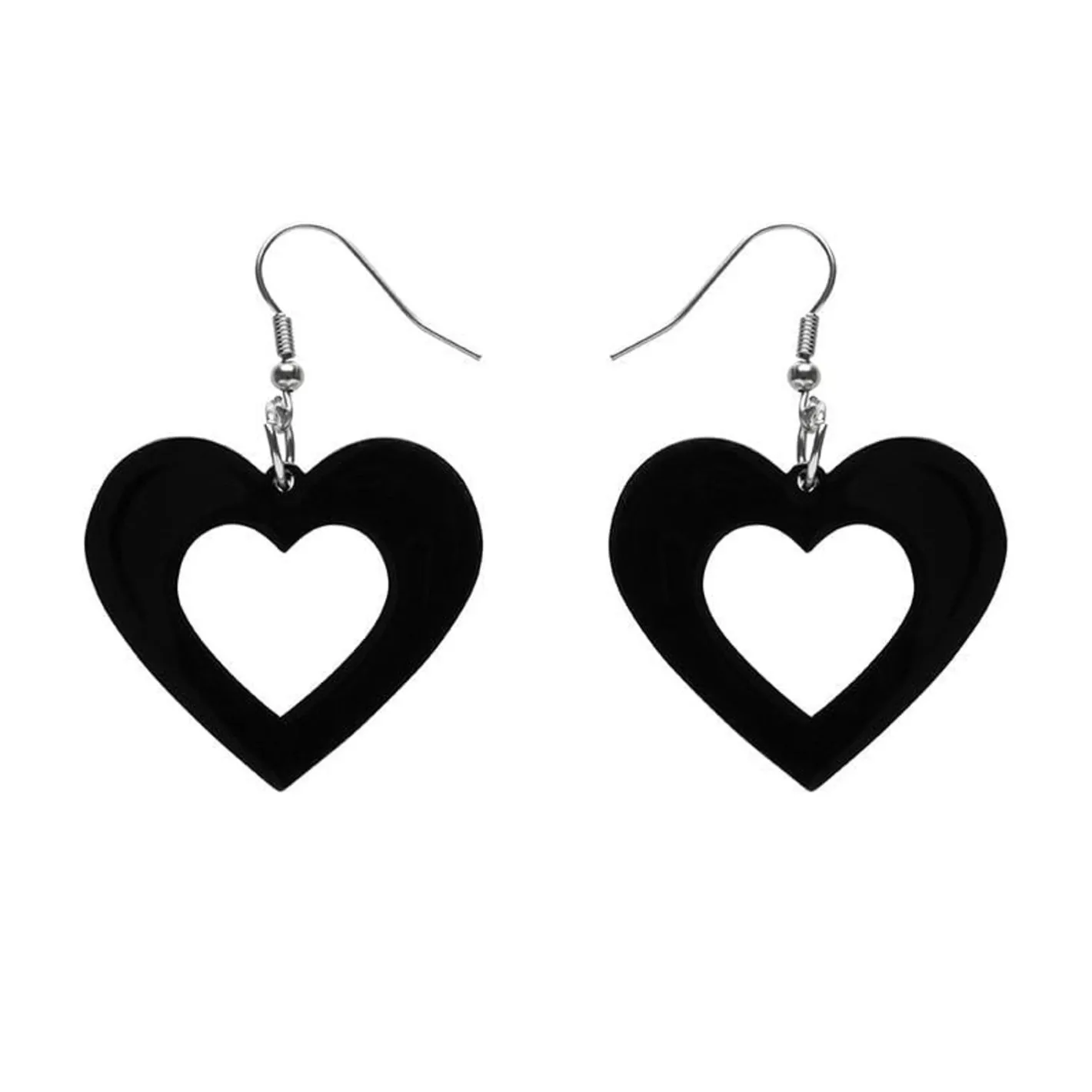 Erstwilder Heart Solid Resin Drop Earrings - Black^ Essential Earrings