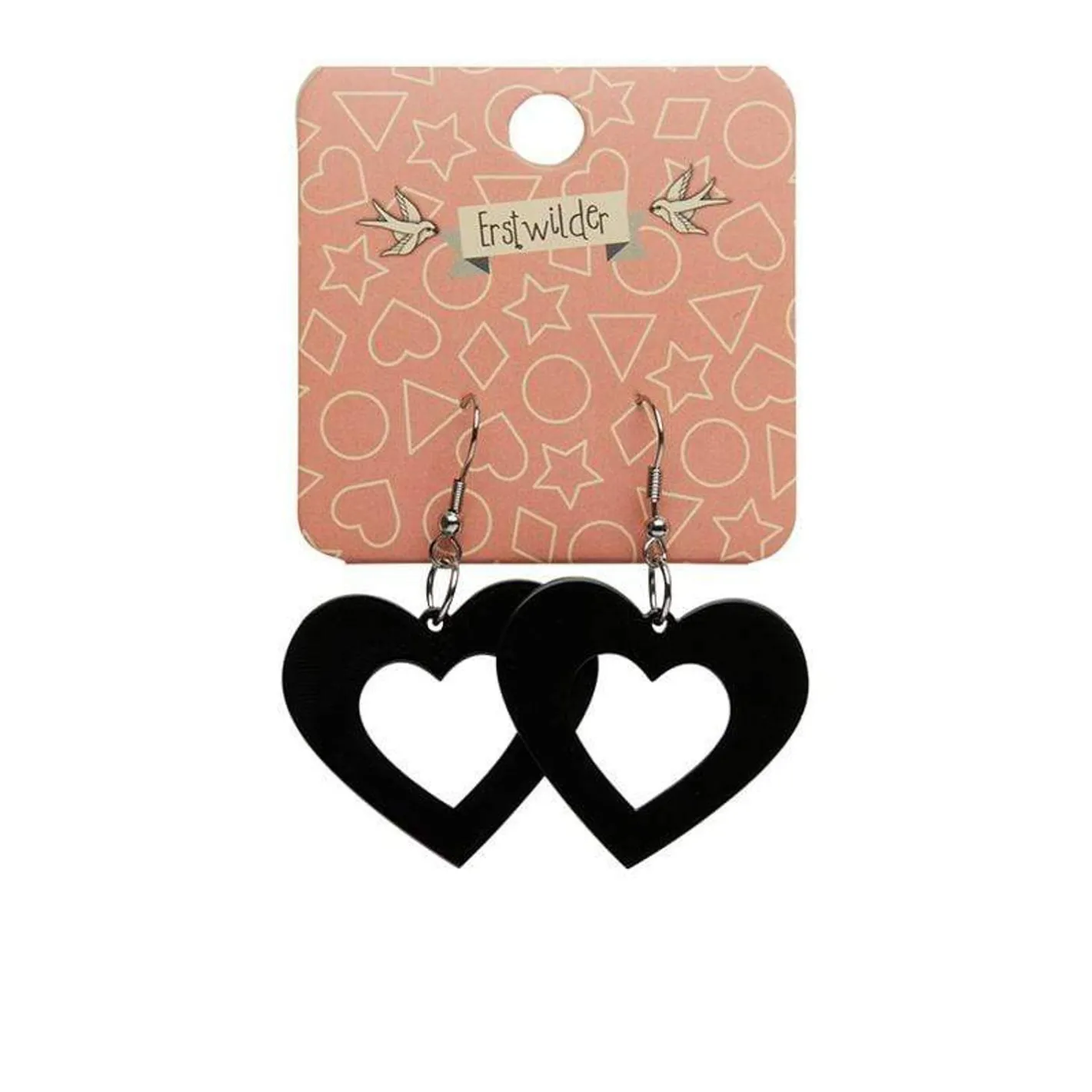 Erstwilder Heart Solid Resin Drop Earrings - Black^ Essential Earrings