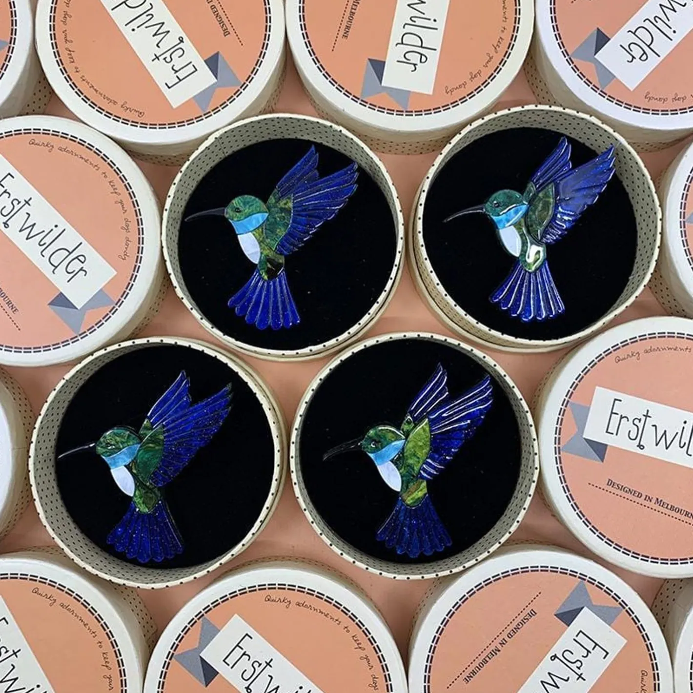 Erstwilder Hyacinth The Hummingbird Brooch^ Brooches
