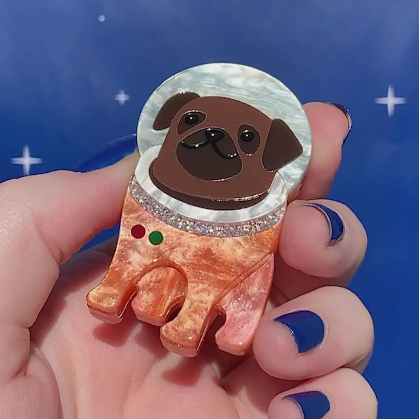 Erstwilder Interplanetary Pug Brooch^ Brooches