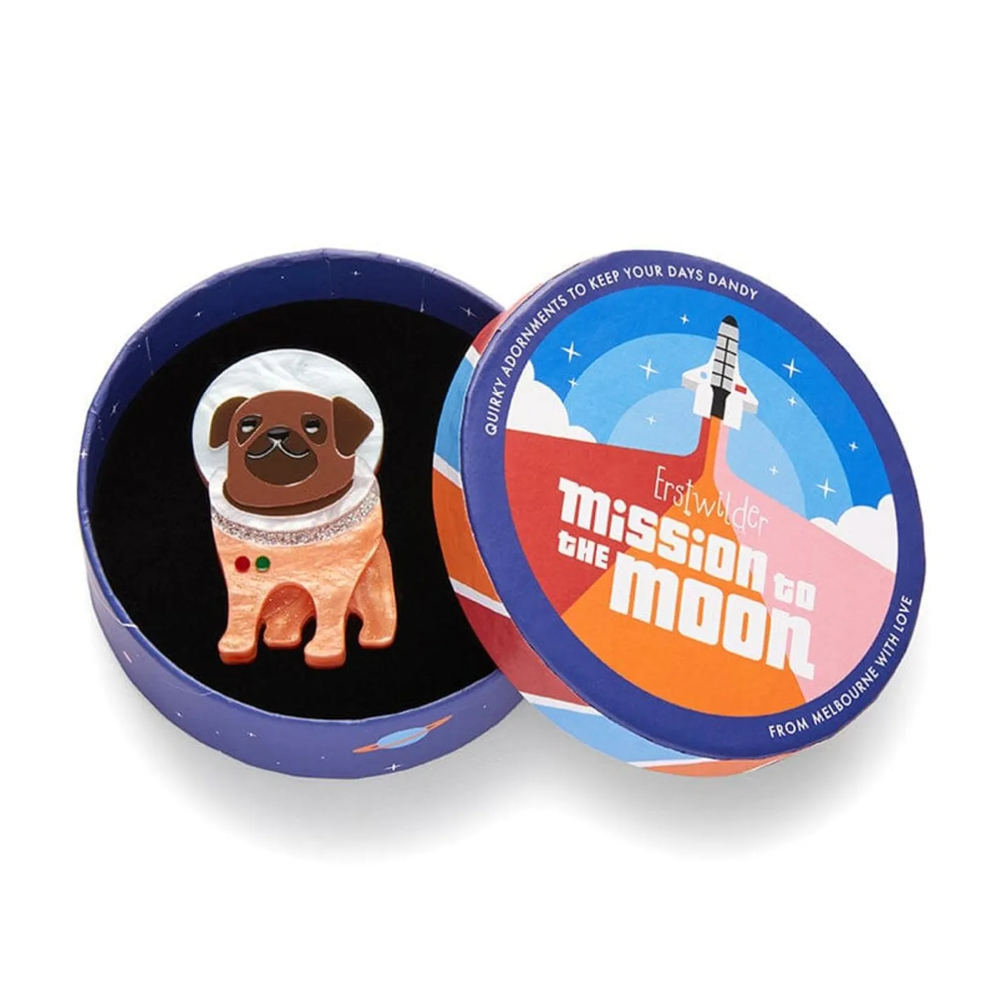 Erstwilder Interplanetary Pug Brooch^ Brooches