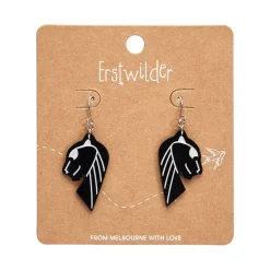 Erstwilder Jaguar Solid Black Resin Drop Earrings - Silver^ Essential Earrings