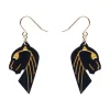 Erstwilder Jaguar Solid Black Resin Drop Earrings - Gold^ Essential Earrings