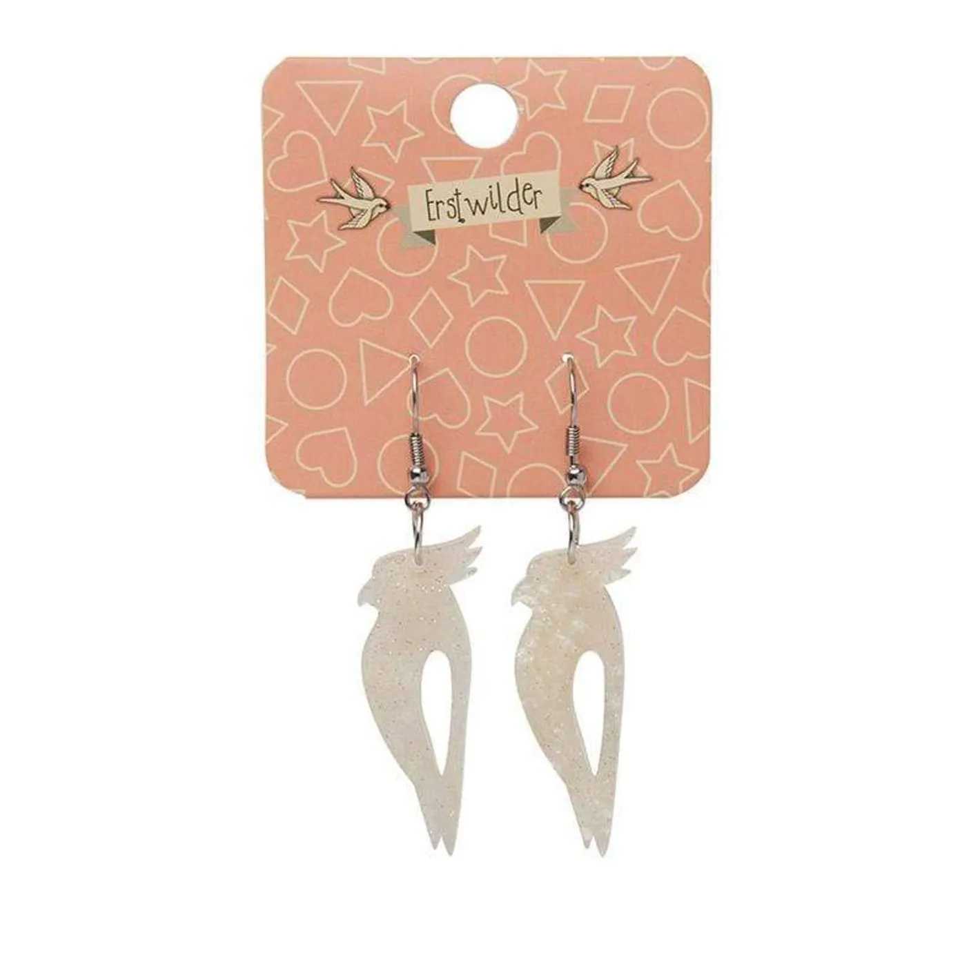 Erstwilder Kookaburra Ripple Glitter Resin Drop Earrings - Cream^ Essential Earrings