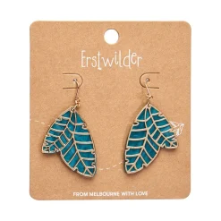 Erstwilder Leaf Textured Emerald Resin Drop Earrings - Gold^ Essential Earrings