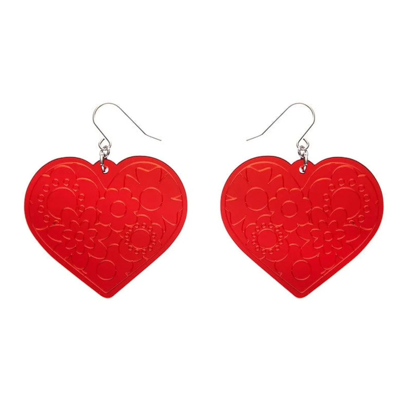 Erstwilder Love Heart Mirror Drop Earrings - Red^ Essential Earrings