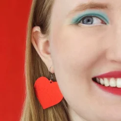 Erstwilder Love Heart Mirror Drop Earrings - Red^ Essential Earrings
