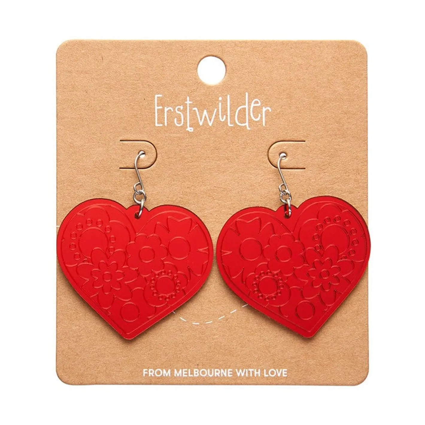 Erstwilder Love Heart Mirror Drop Earrings - Red^ Essential Earrings