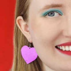 Erstwilder Love Heart Mirror Drop Earrings - Purple^ Essential Earrings