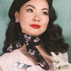 Erstwilder Madame Caniche Head Scarf - Black^ Scarves