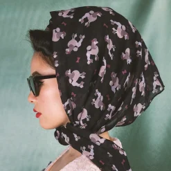 Erstwilder Madame Caniche Large Neck Scarf - Black^ Scarves