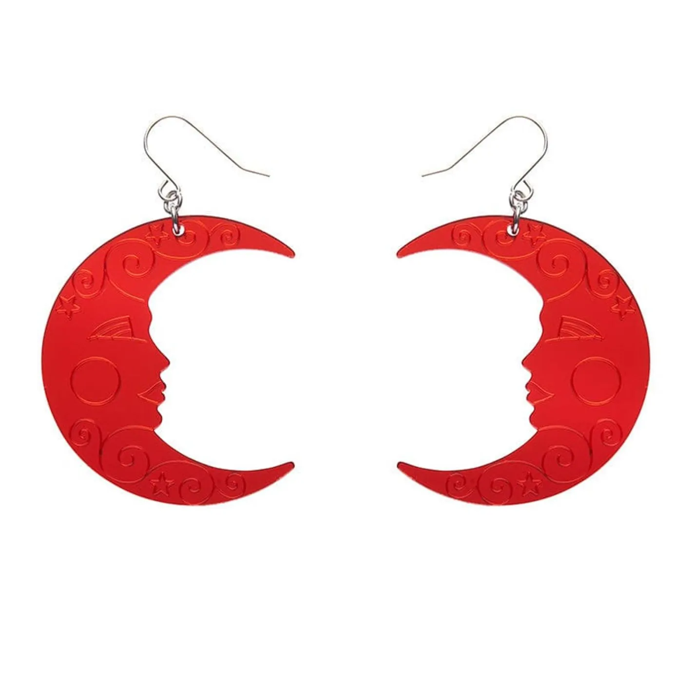 Erstwilder Moon Mirror Drop Earrings - Red^ Essential Earrings
