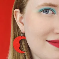 Erstwilder Moon Mirror Drop Earrings - Red^ Essential Earrings