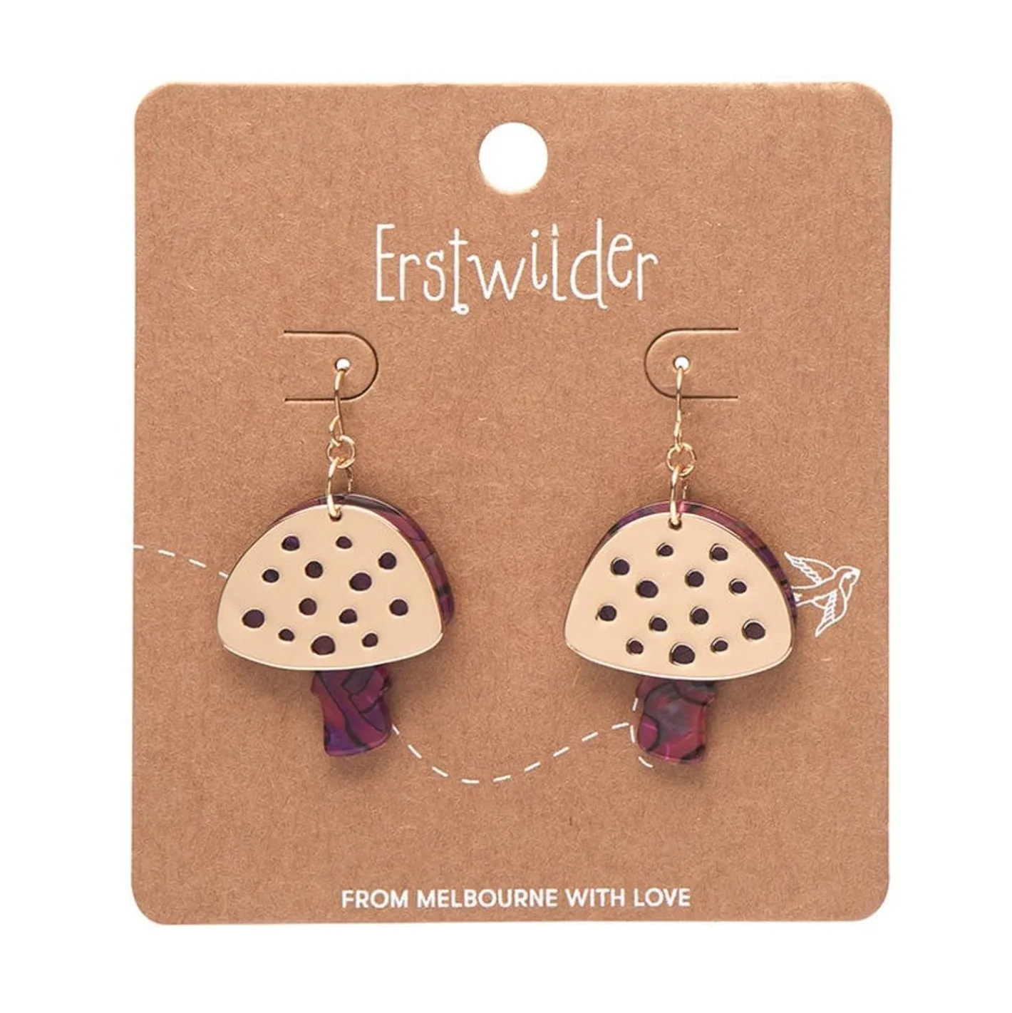 Erstwilder Mushroom Textured Resin Drop Earrings - Pink^ Essential Earrings