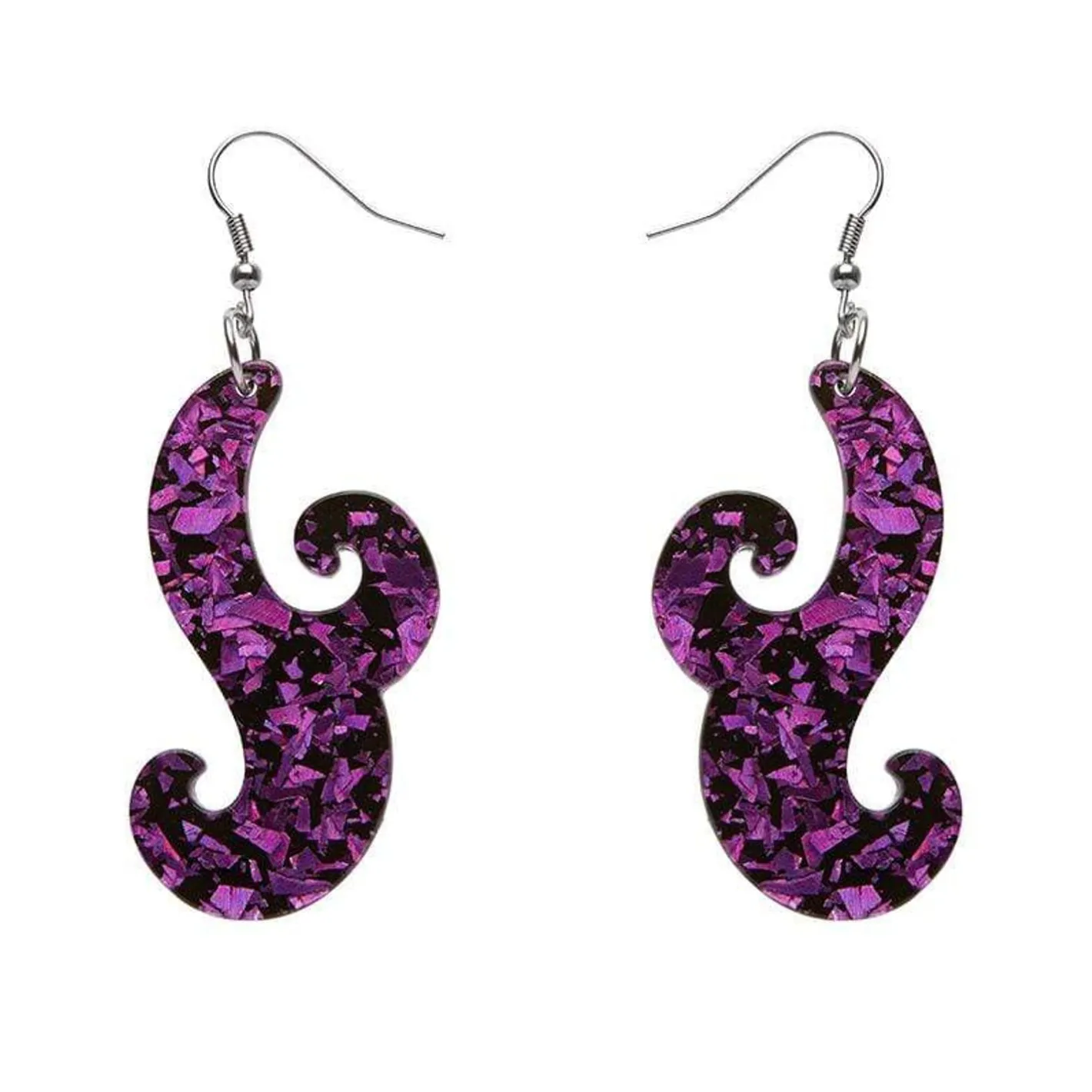 Erstwilder Nouveau Chunky Glitter Resin Drop Earrings - Purple^ Essential Earrings