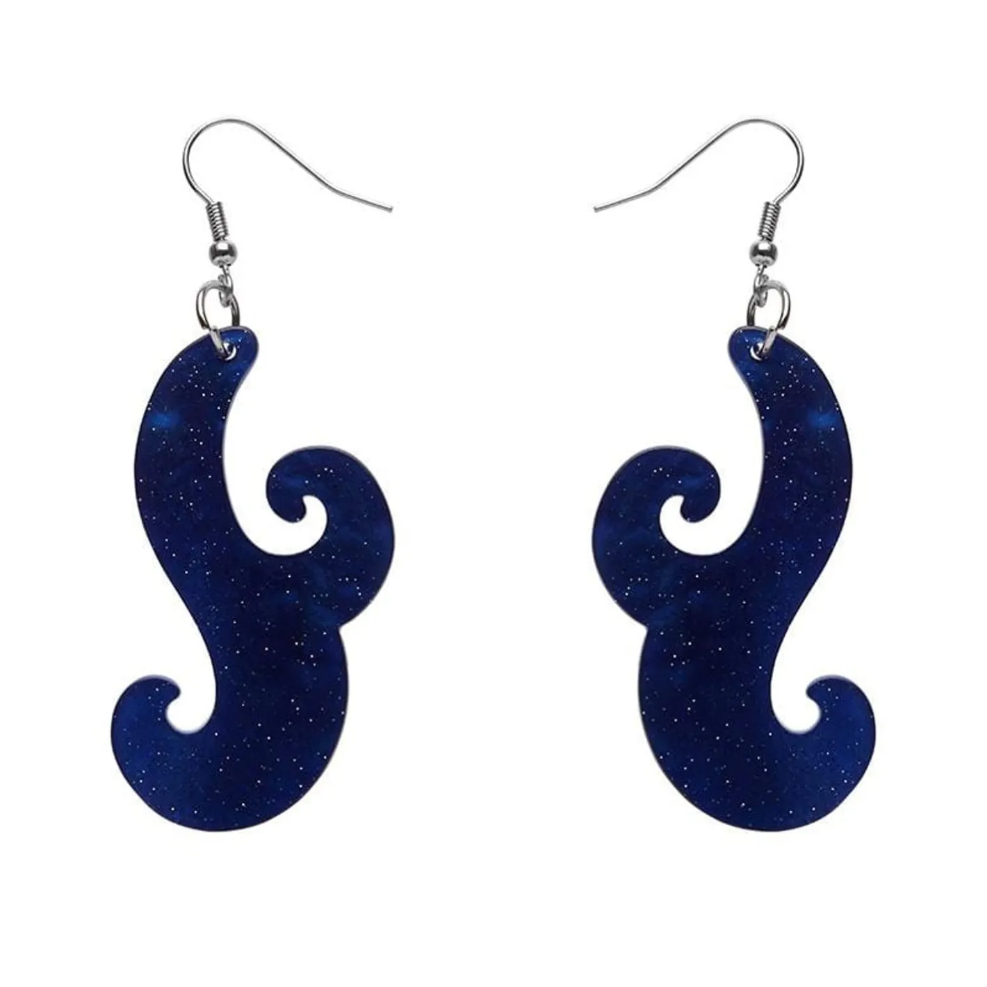 Erstwilder Nouveau Ripple Glitter Resin Drop Earrings - Dark Blue^ Essential Earrings