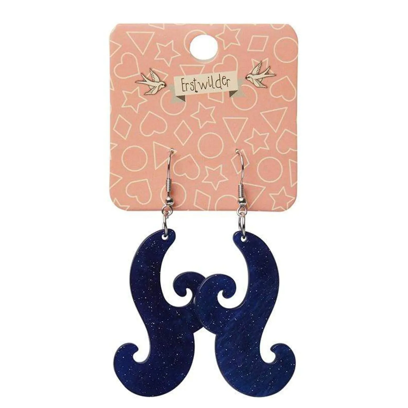 Erstwilder Nouveau Ripple Glitter Resin Drop Earrings - Dark Blue^ Essential Earrings