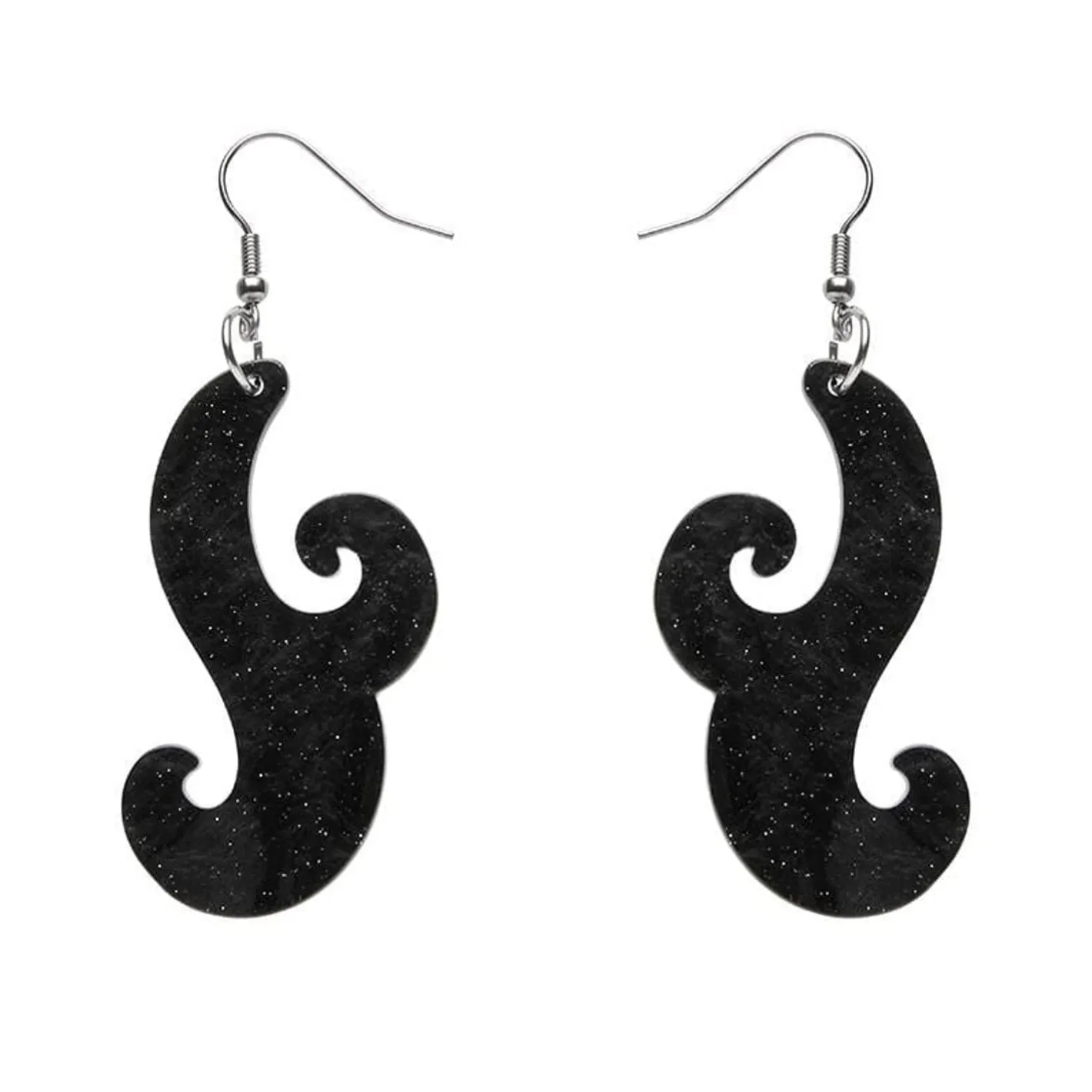 Erstwilder Nouveau Ripple Glitter Resin Drop Earrings - Black^ Essential Earrings