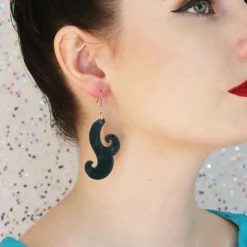 Erstwilder Nouveau Ripple Glitter Resin Drop Earrings - Black^ Essential Earrings