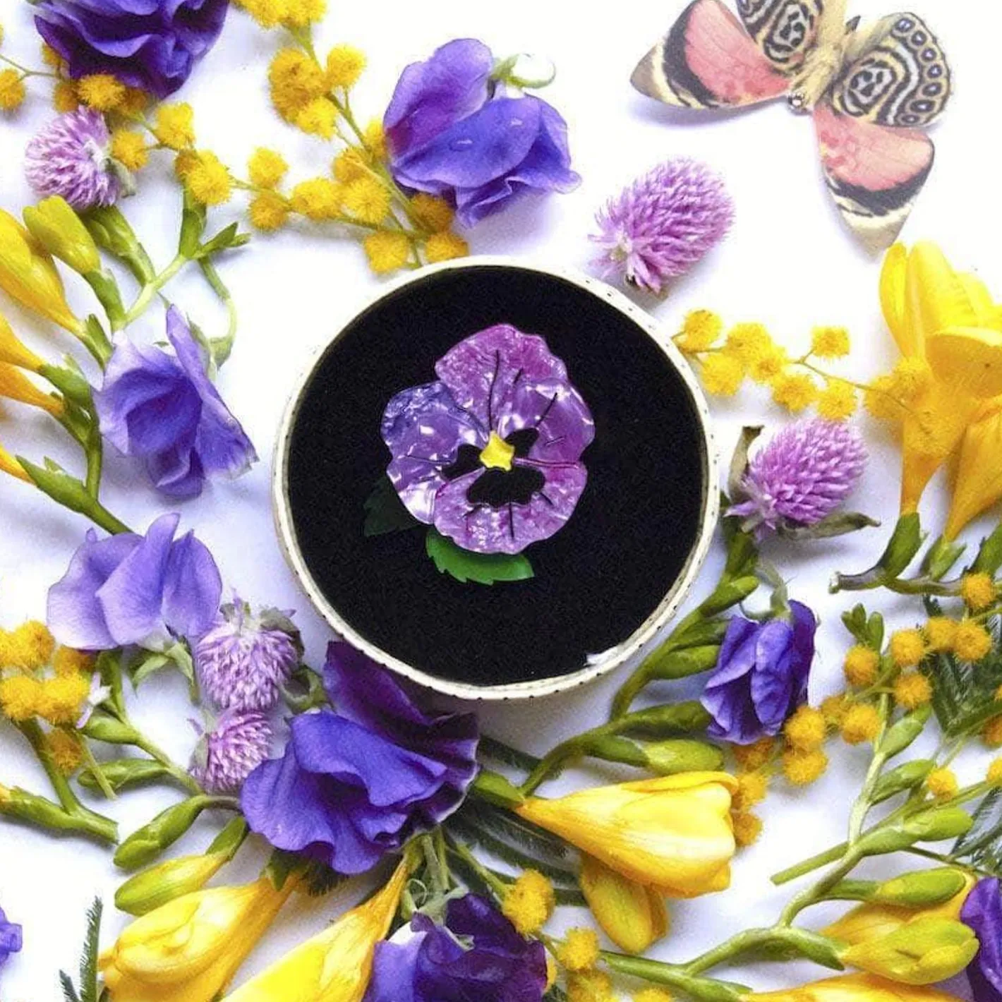 Erstwilder On Sleeping Eyelids Pansy Brooch^ Brooches