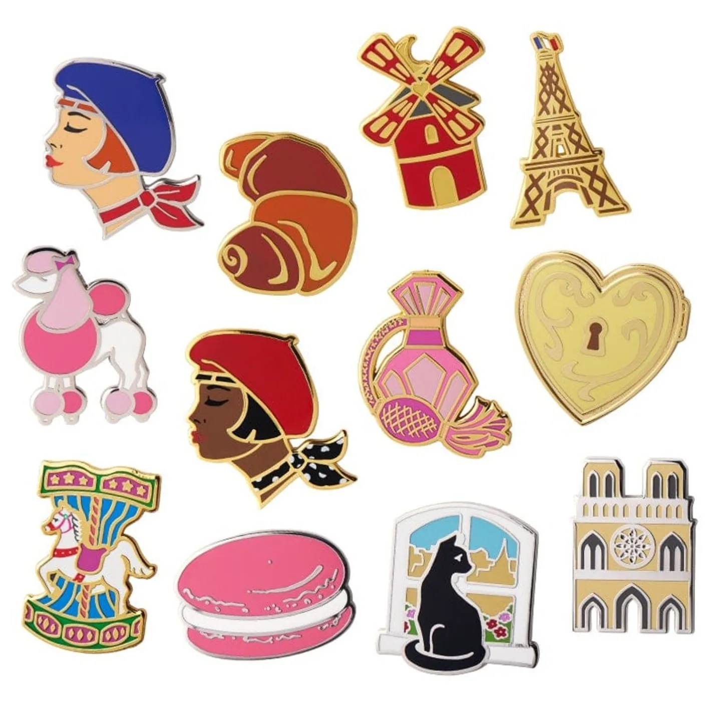Erstwilder Paris Holiday Enamel Pin Pack - 12 Piece^ Enamel Pins