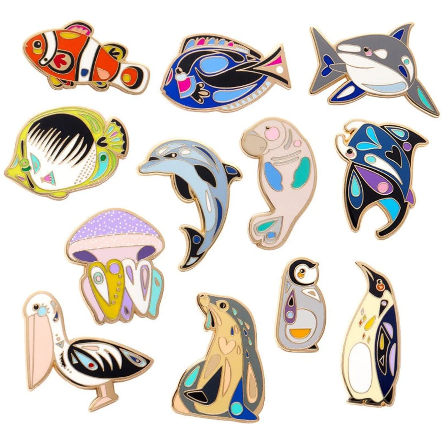 Erstwilder Pete Cromer Sea Life Enamel Pin Pack - 12 Piece^ Enamel Pins