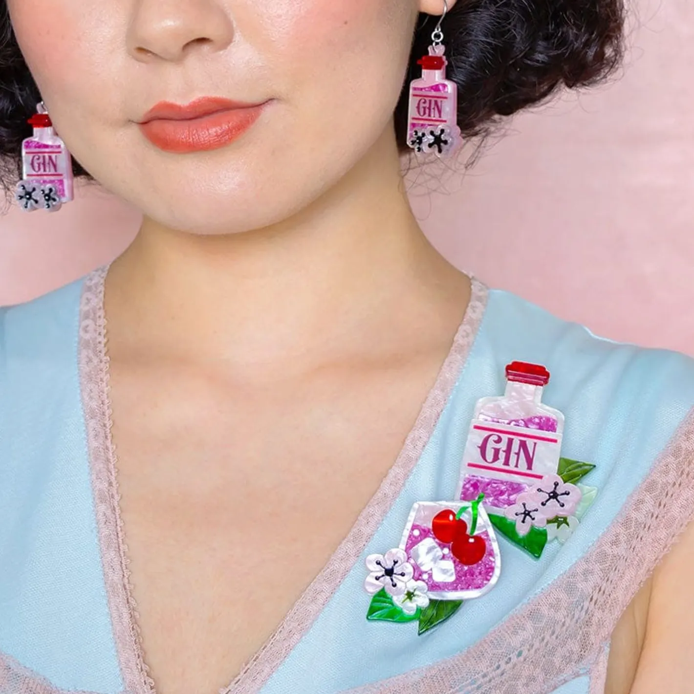 Erstwilder Pink Gin Party Brooch Set^ Brooches