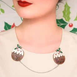 Erstwilder Plum Puddie Cardigan Clips^ Brooches