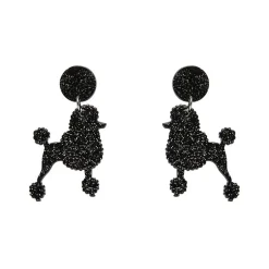 Erstwilder Poodle Glitter Post Drop Earrings - Black^ Essential Earrings