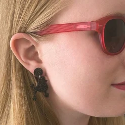 Erstwilder Poodle Glitter Post Drop Earrings - Black^ Essential Earrings