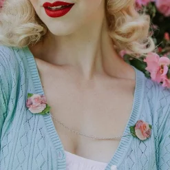 Erstwilder Prim Petals Cardigan Clips^ Brooches
