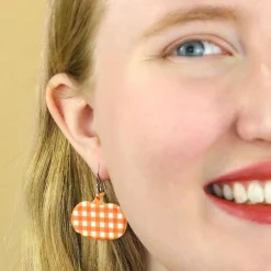 Erstwilder Pumpkin Gingham Drop Earrings - Orange^ Essential Earrings
