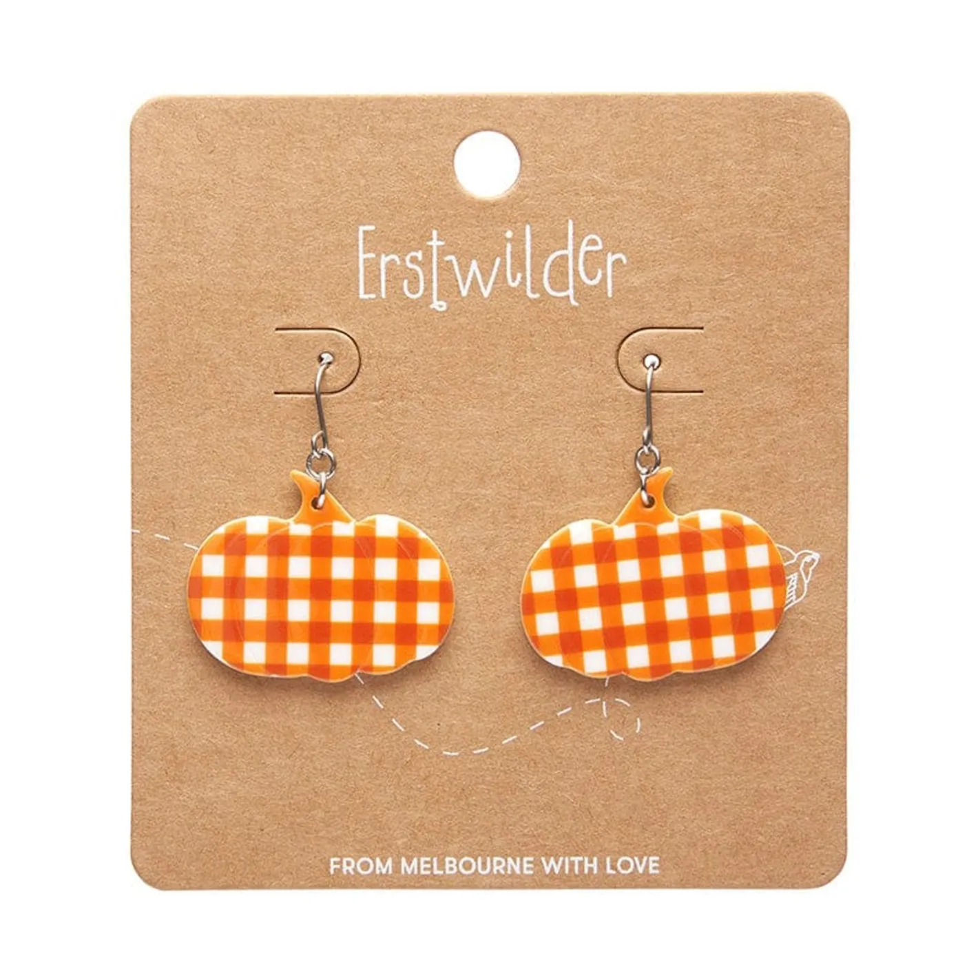 Erstwilder Pumpkin Gingham Drop Earrings - Orange^ Essential Earrings